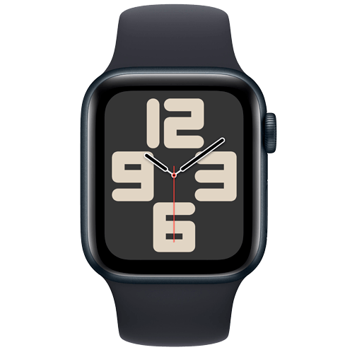 Apple Watch SE 2023 40mm Zwart (Zwarte Siliconenband M/L)